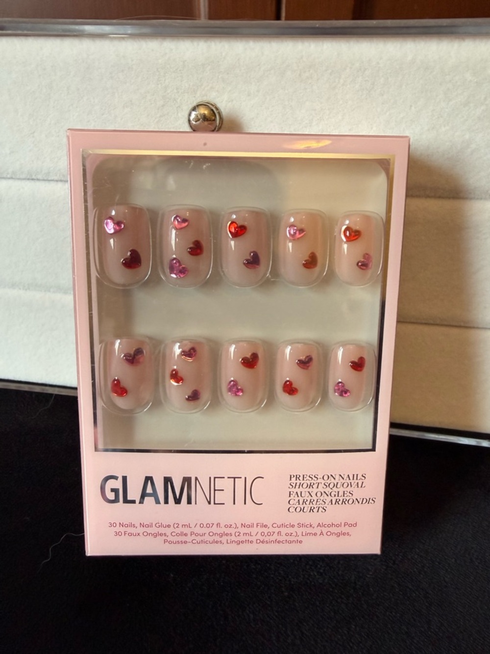 GLAMNETIC Pink Heart Accent Press-On Nails